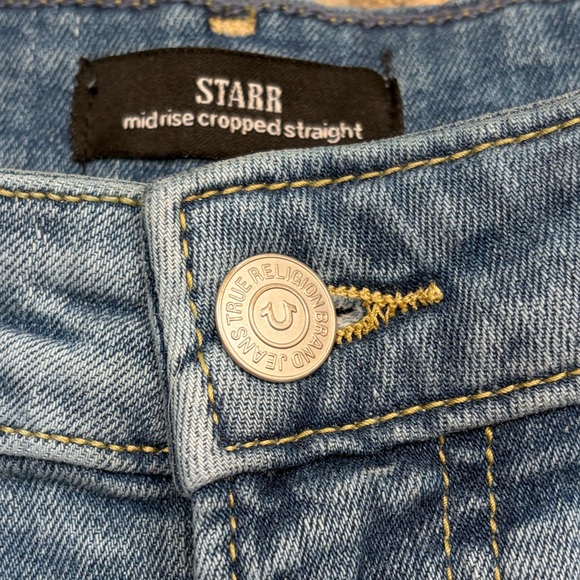True Religion Starr Mid Rise Cropped Straight Bite Out Women's Jeans Size 28 - Picture 6 of 14